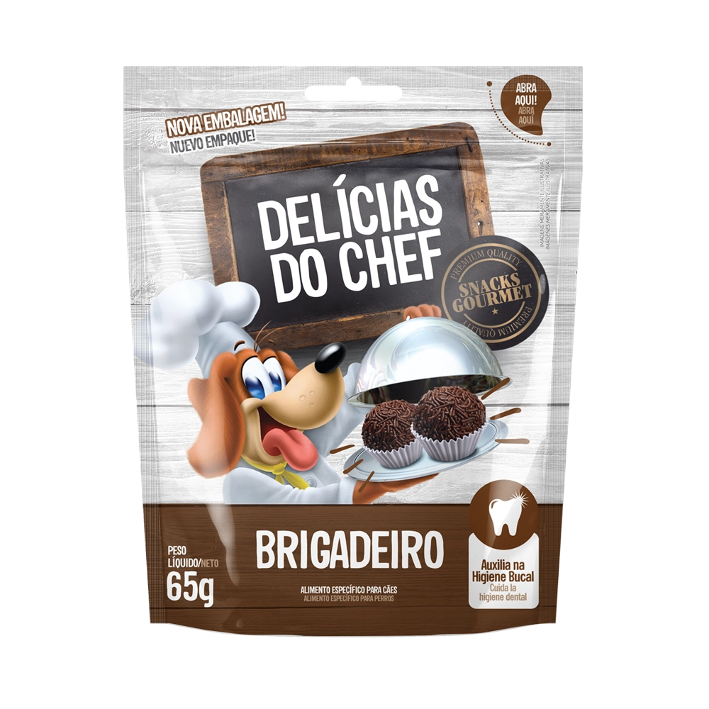 Snacks Petitos Para Cães Chef Sabor Brigadeiro 65g