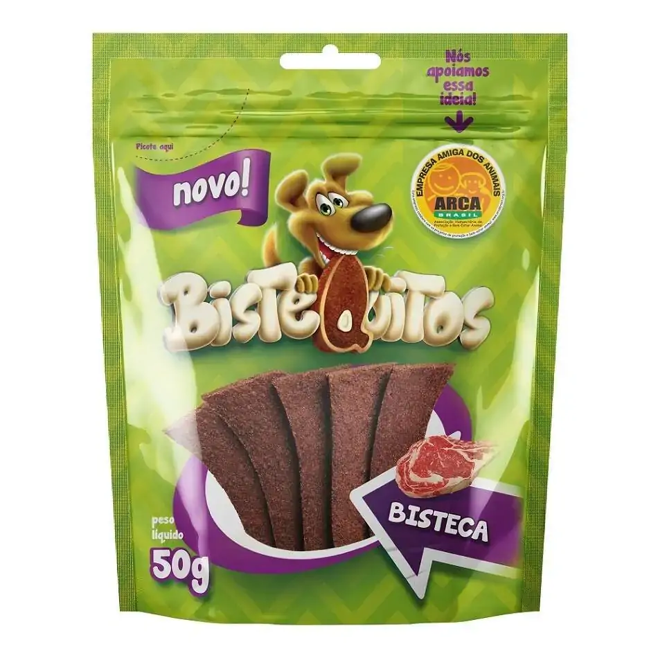 Snack Petitos Para Cães Bistequitos Sabor Bisteca 50g