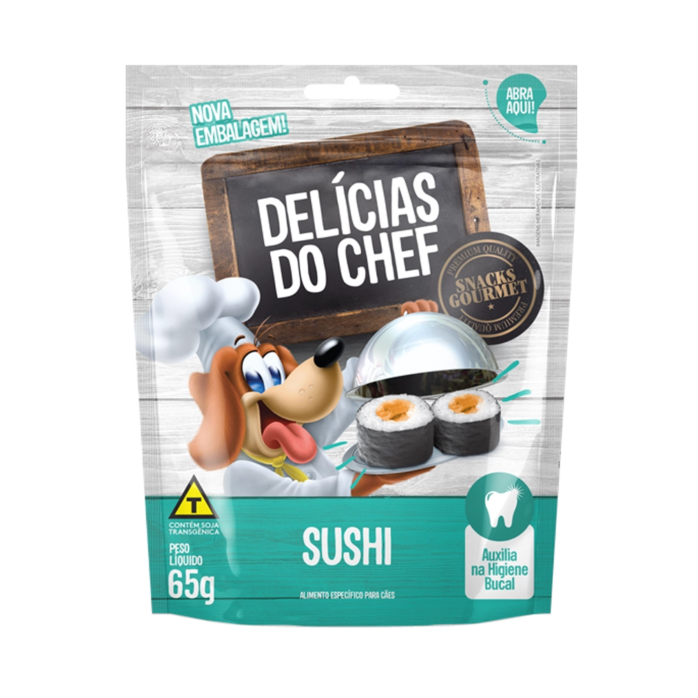 Snack Petitos Para Cães Chef Sabor Sushi 65g