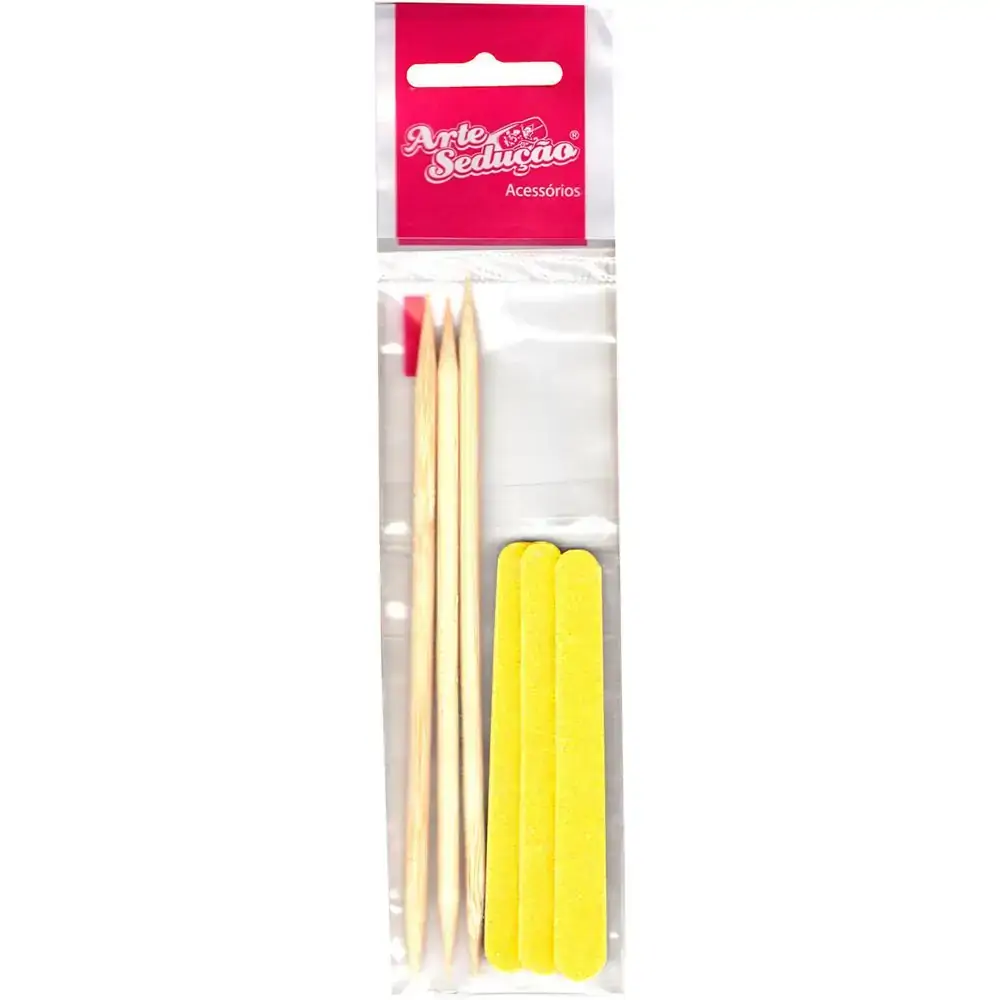 Kit Arte Seducao Palito 2pontas Lixa Canario Pct