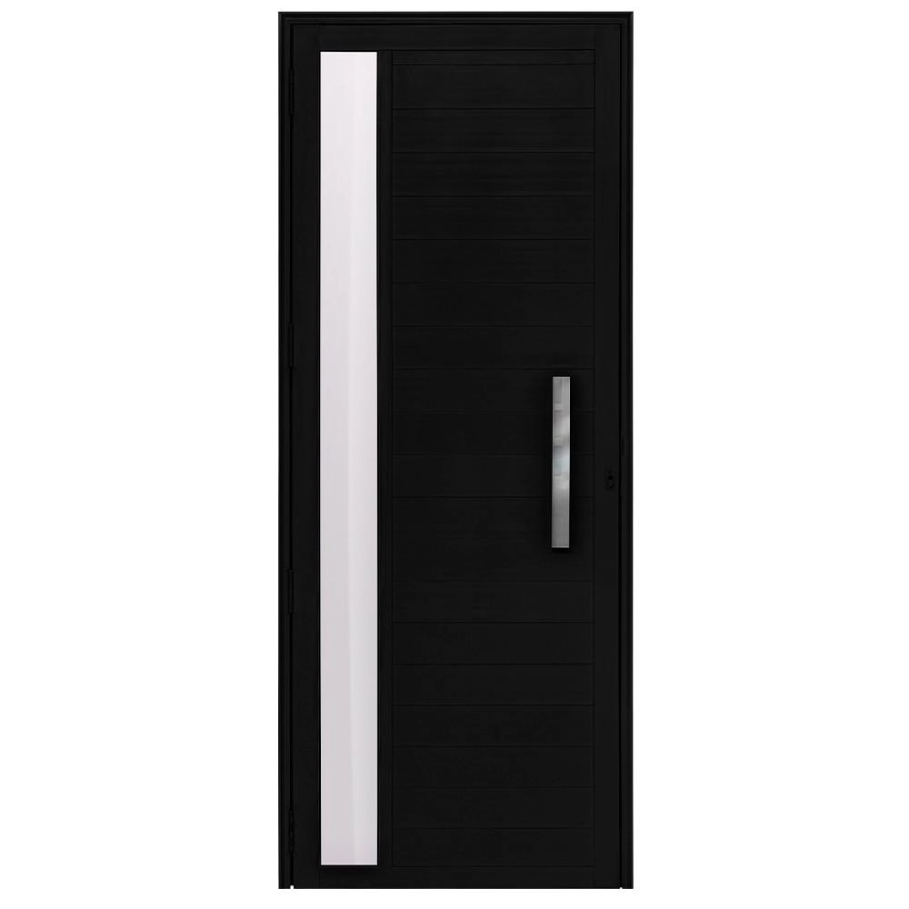 Porta Alumínio Lambril Com Visor Preto Direita - 210x70