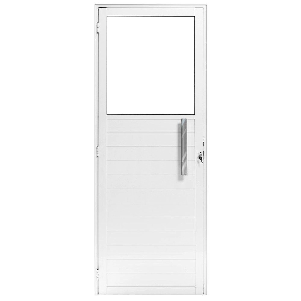 Porta De Alumínio Vidro Fixo Lambril Max Branco "e" 210x85
