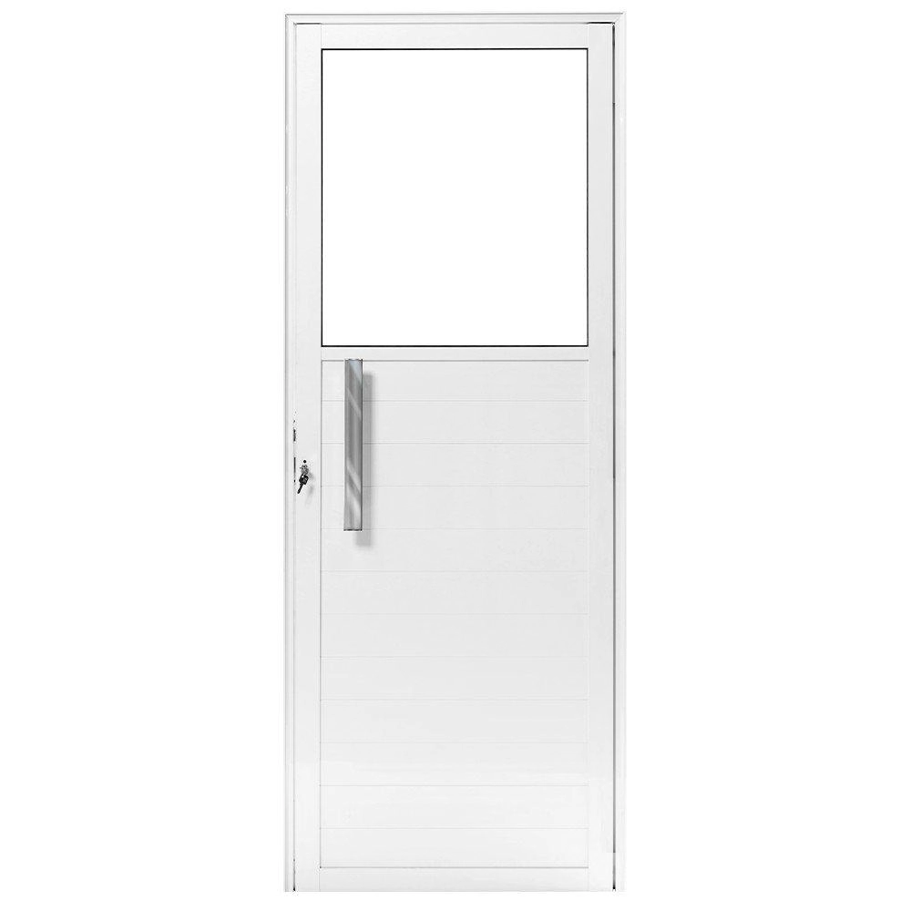 Porta De Alumínio Vidro Fixo Lambril Max Branco "d" 210x70
