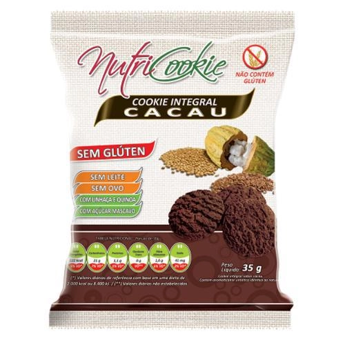 Cookie Integral Nutricookie De Cacau Sem Glúten, Sem Ovos, Sem Lactose 35g Nutripleno