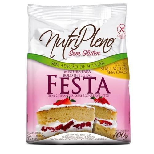 Mistura Para Bolo Festa Integral Sem Glúten, Sem Lactose, Sem Açúcar 400g Nutripleno