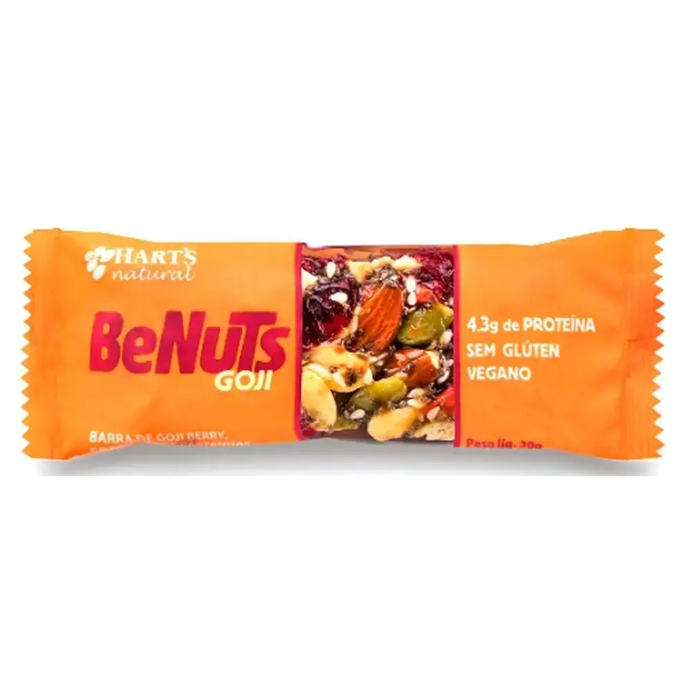 Barra De Nuts Castanha Com Cranberry E Goji Berry Hart’s Natural Benuts Pacote 30g
