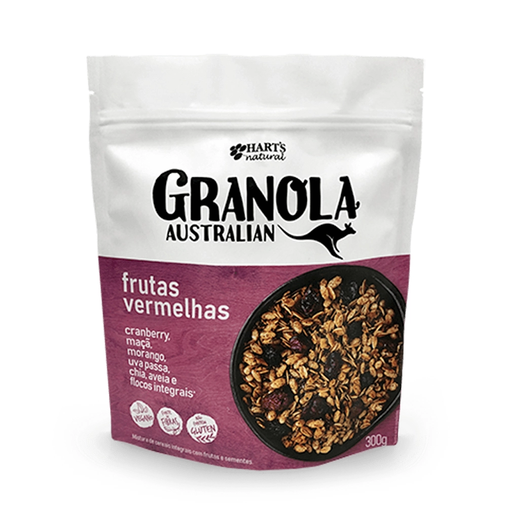 Granola Frutas Vermelhas Harts Natural Austrália Pouch 300g