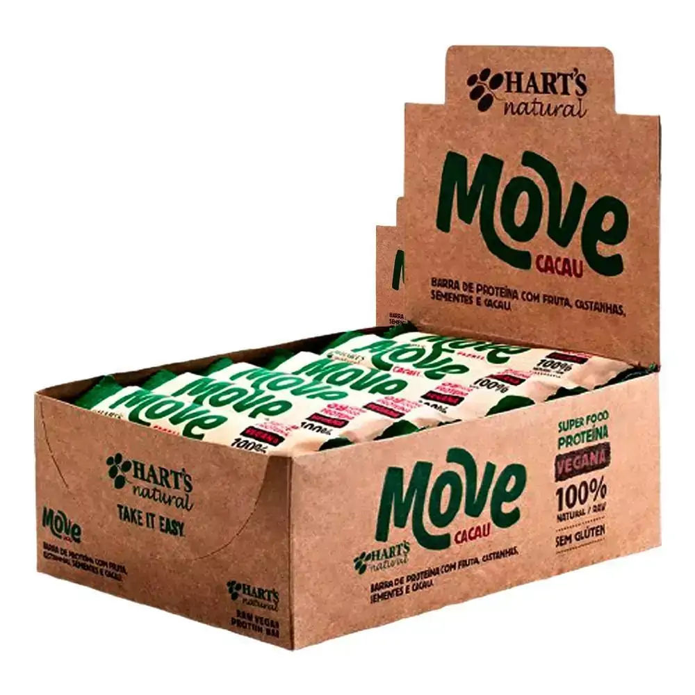 Barra de Proteína Vegana Move Cacau Hart´s Natural (Cx c/ 12 un de 40g)