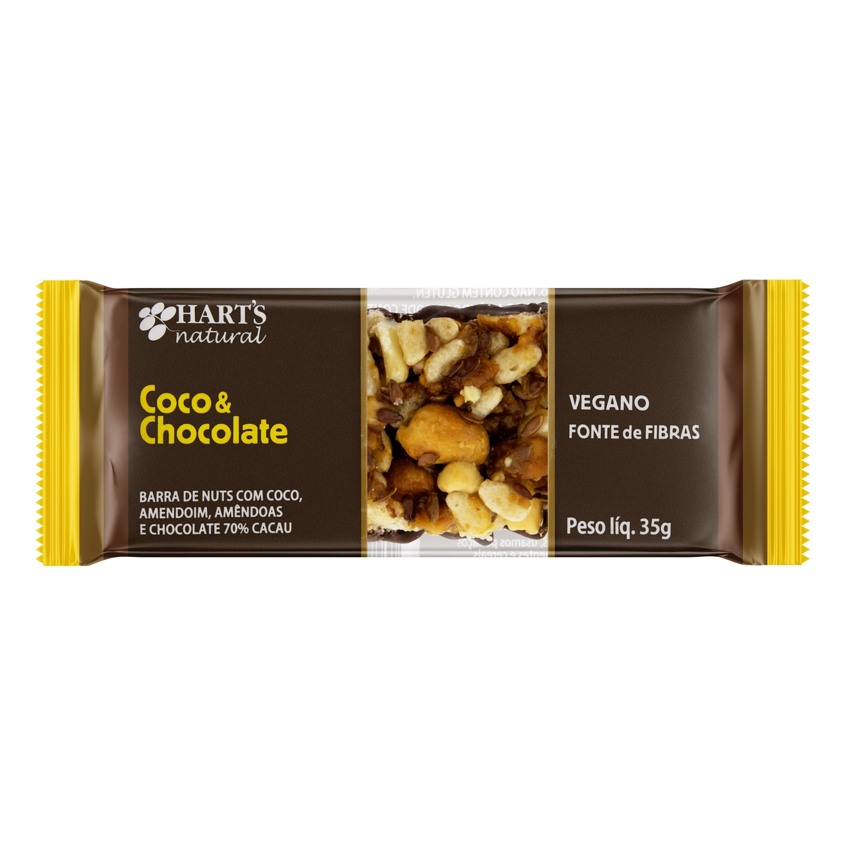 Barra De Nuts Coco Chocolate Harts Natural Pacote 35g