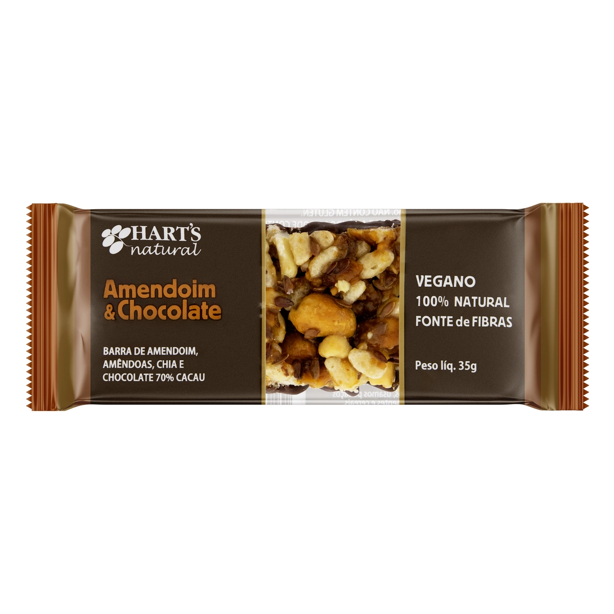 Barra De Nuts Amendoim Chocolate Harts Natural Pacote 35g