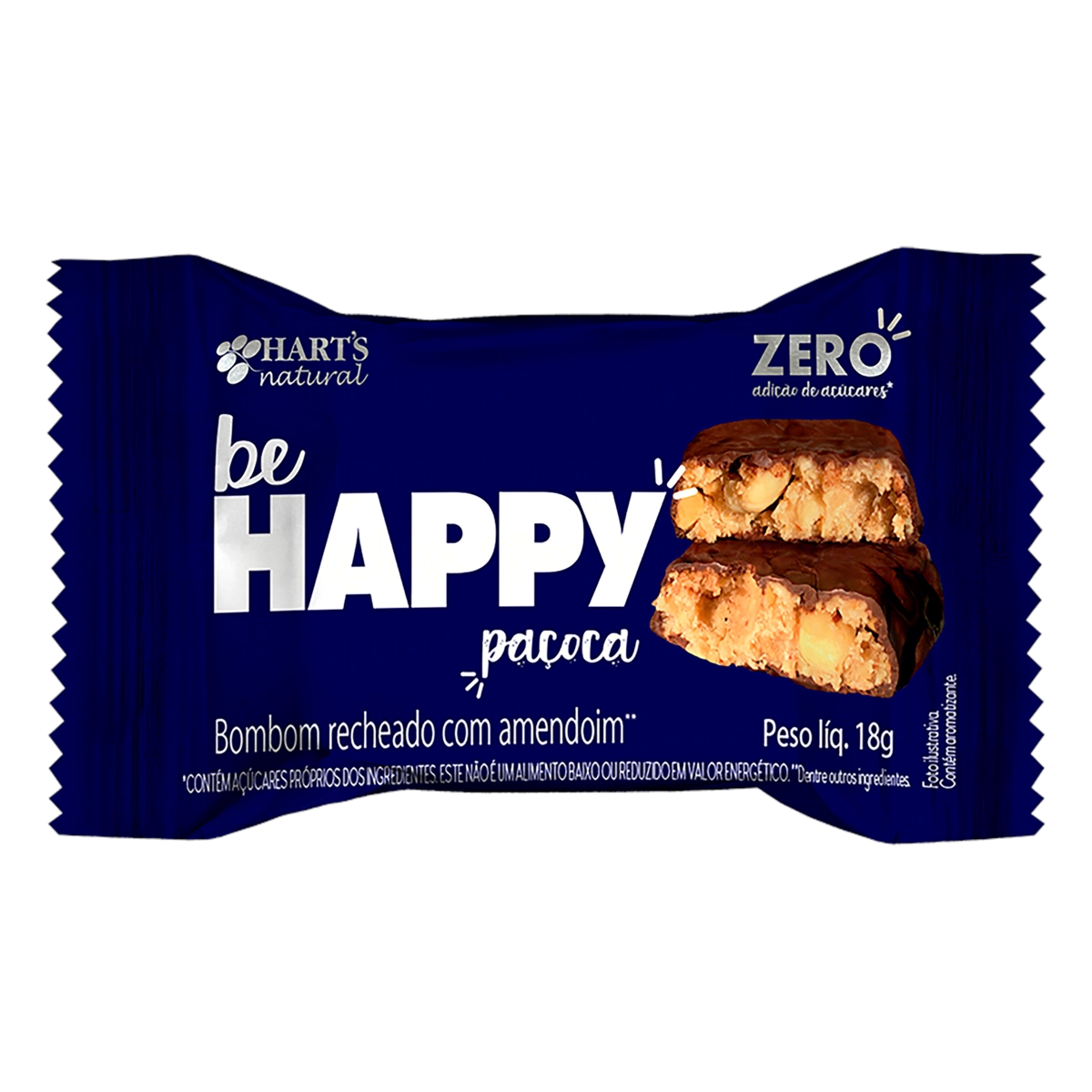 Bombom Paçoca Zero Lactose Harts Natural Behappy Pacote 18g