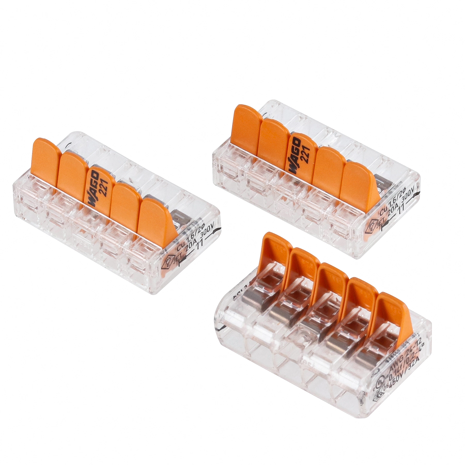 Conector de emenda de 5 vias linha 221 4 Unidades Wago