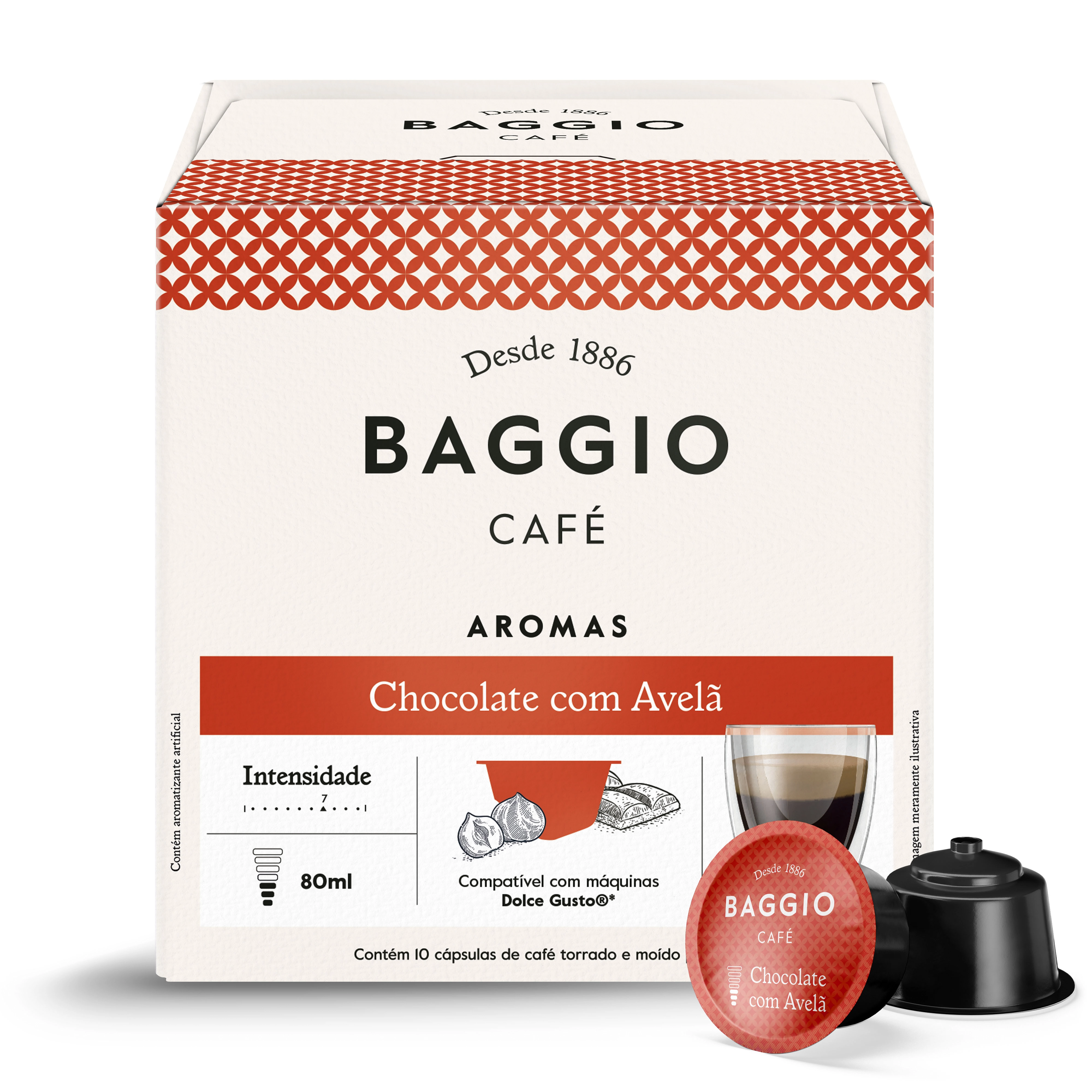 Café Em Cápsula Torrado E Moído Chocolate Com Avelã Baggio Aromas Caixa 70g 10 Unidades