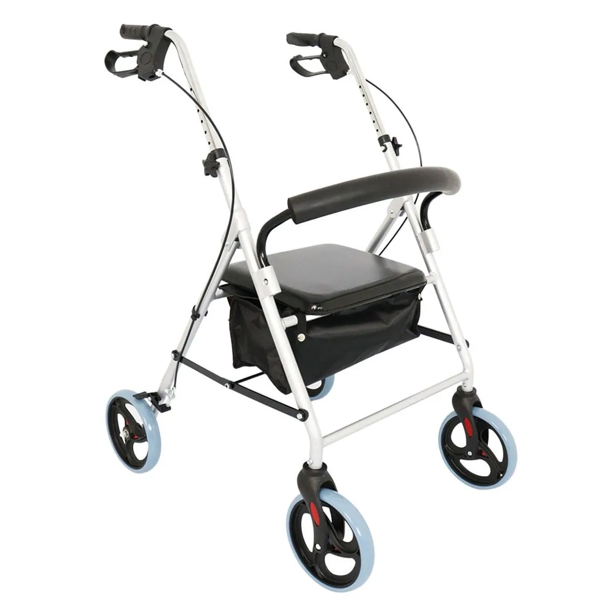 Andador de Alumínio com 4 Rodas, Assento e Cesta D12 Dellamed - Andador Dellamed D12 - Com 4 Rodas,