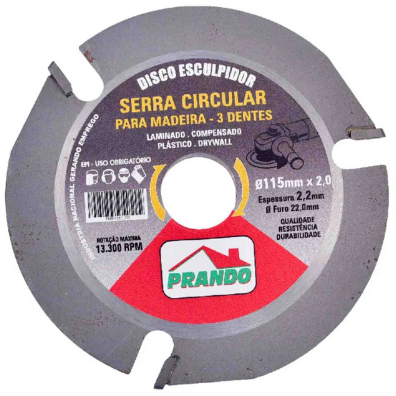 Disco De Corte Madeira Esculpidor 3 Dentes 115 Mm Prando