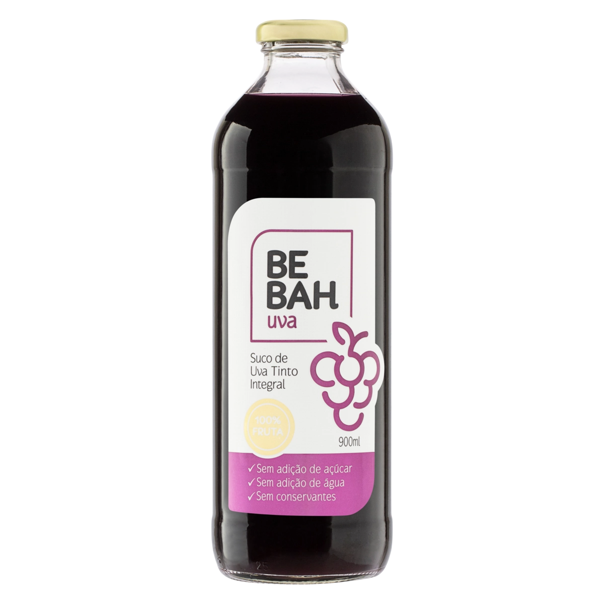 Suco Integral Uva Tinto Bebah Garrafa 900ml