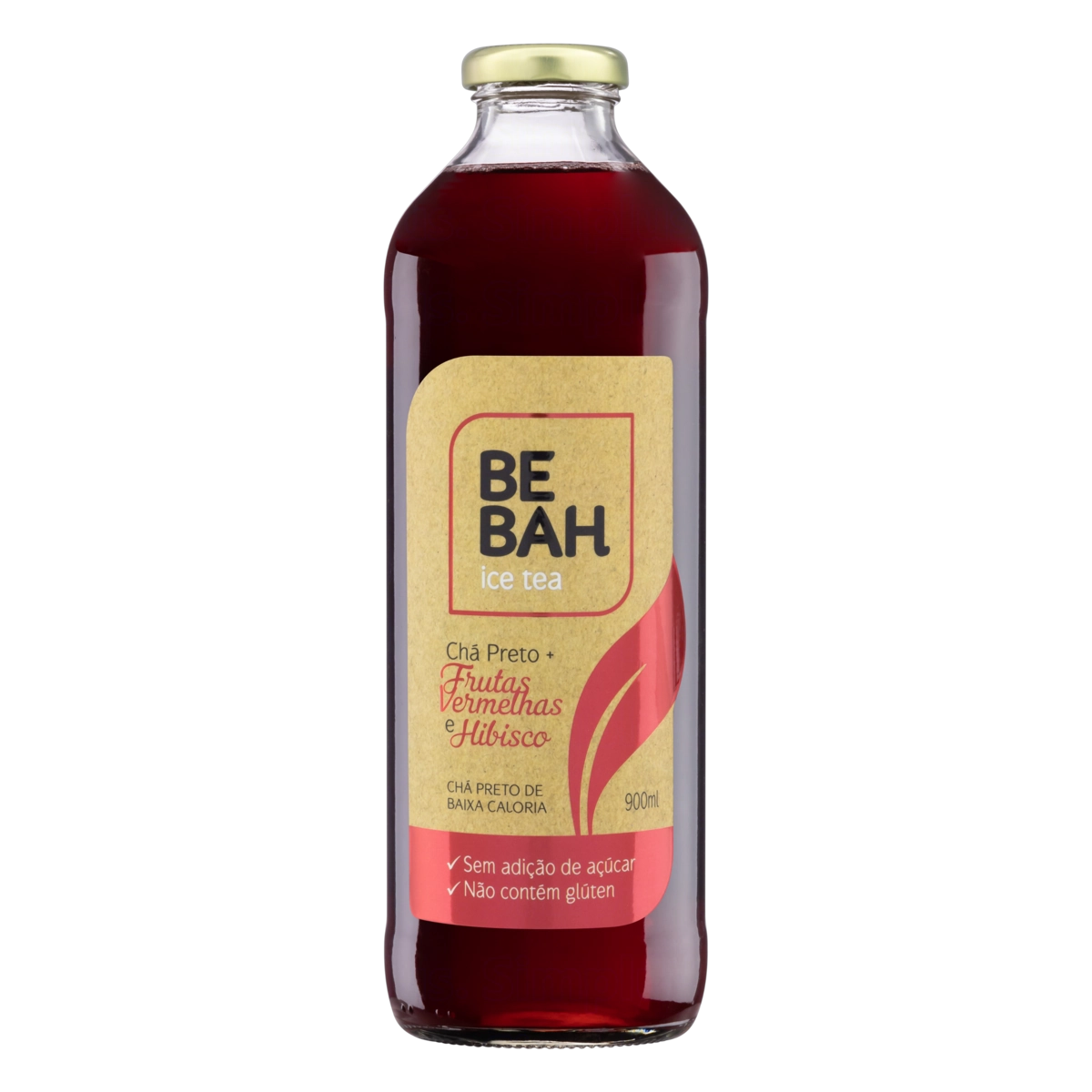 Chá Preto Ice Tea Frutas Vermelhas e Hibisco Bebah Garrafa 900ml