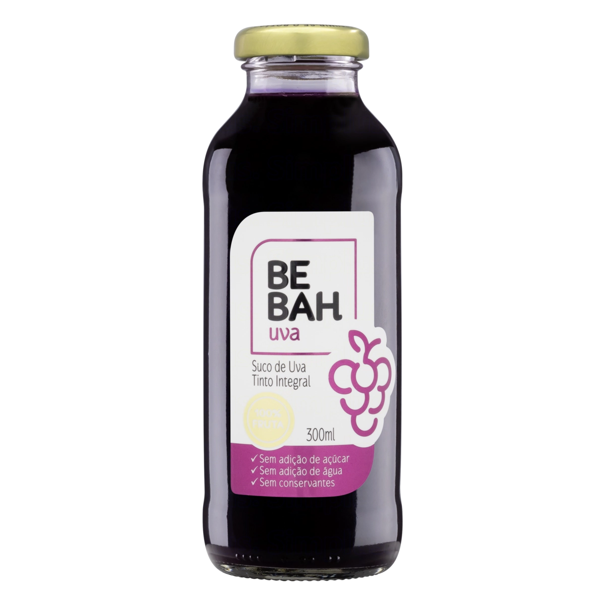 Suco Integral Uva Tinto Bebah Garrafa 300ml
