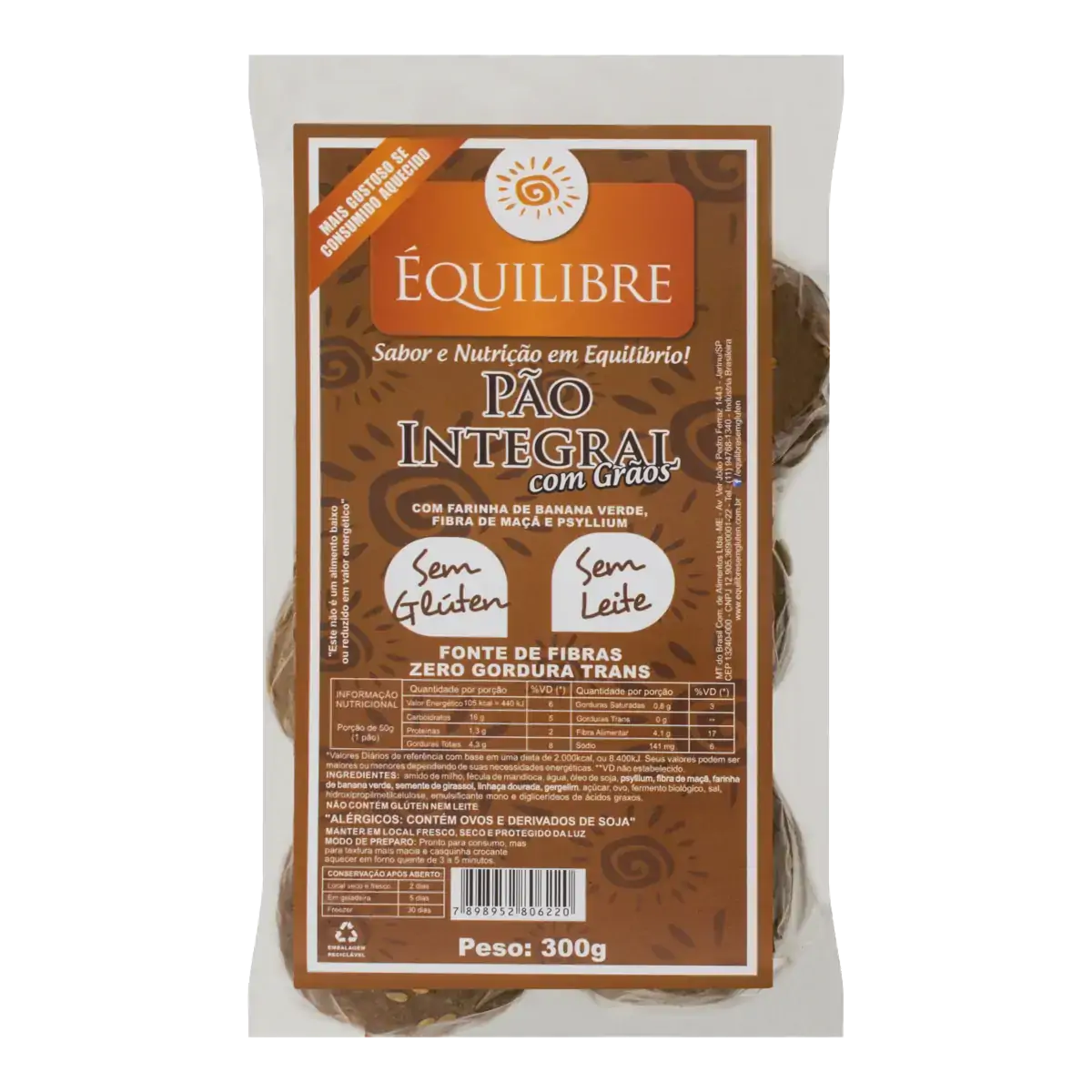 Pao Integral S/gluten S/leite 400g Equilibre