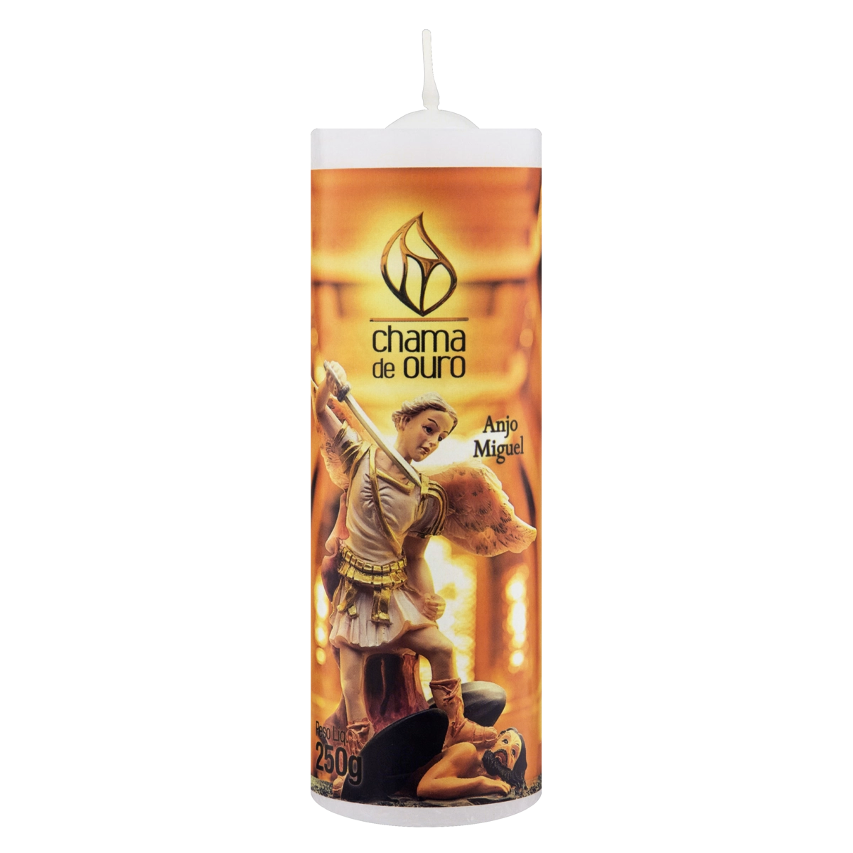 Vela Votiva Branca Anjo Miguel Chama De Ouro 250g