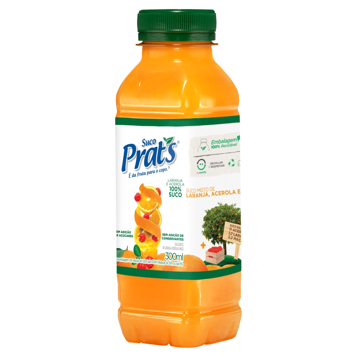 Suco Misto De Laranja, Acerola E Maçã Prats Garrafa 300ml