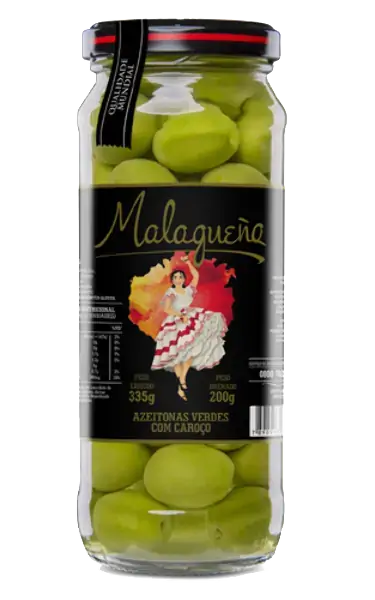 Azeitona Verde Em Conserva Com Caroço Malagueña Vidro 200g