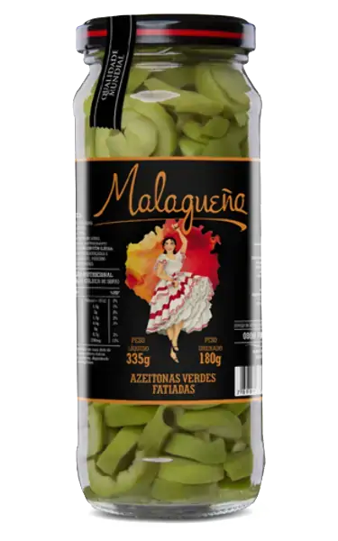Azeitona Verde Em Conserva Fatiada Malagueña Vidro 160g