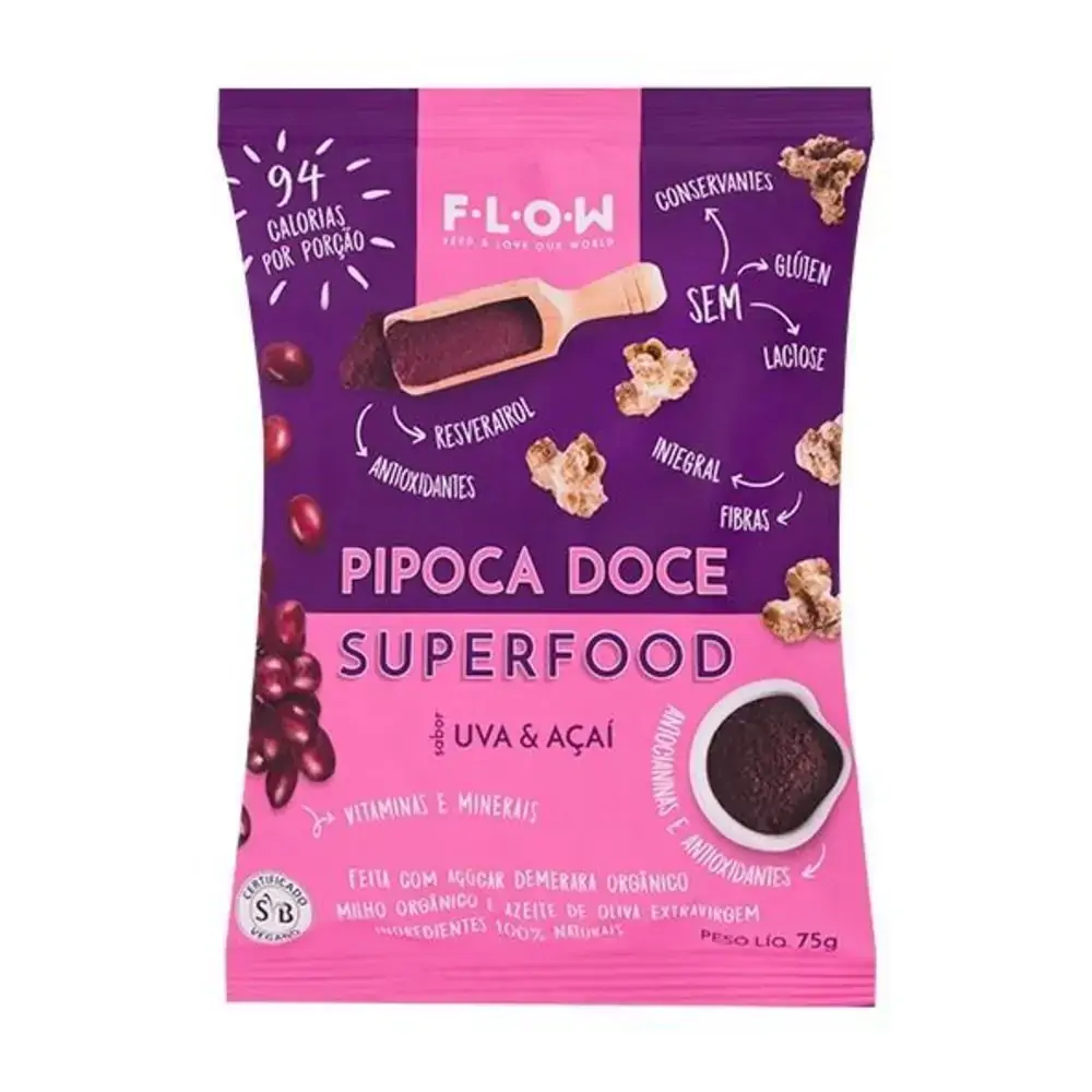 Pipoca Doce Uva/acai Flow Sache 75g