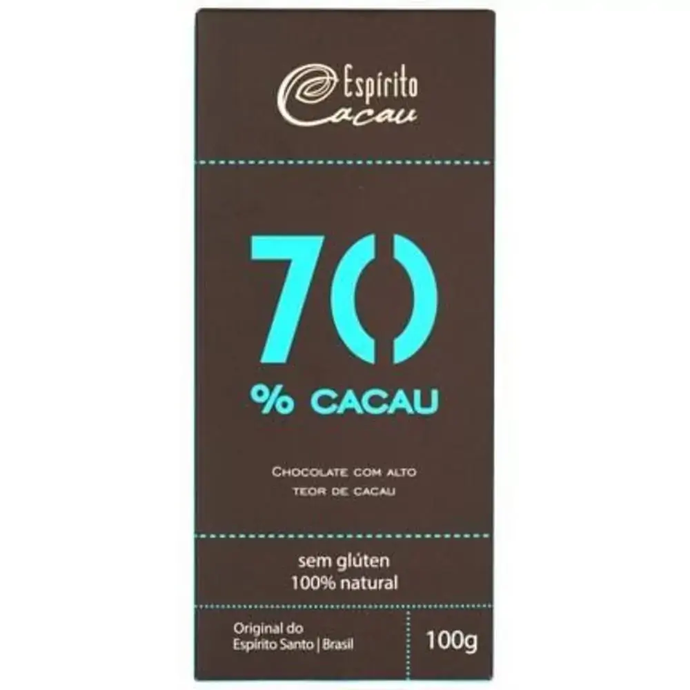 Chocolate 70 Cacau 100g Espirito Cacau