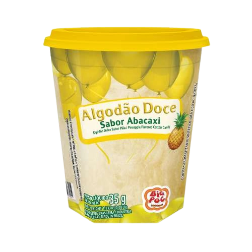 Algodao Doce Sabor Abacaxi Big Poc Cx 12x35 Grs