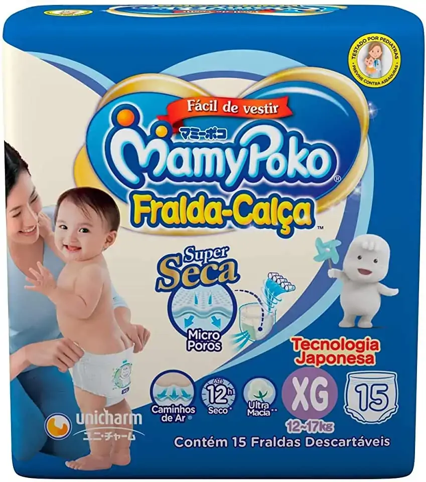 Fralda Descartável Infantil Super Seca Calça Mamypoko Xg Pacote 15 Unidades