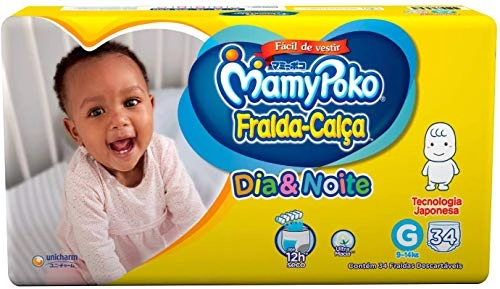 Fralda Mamypoko Calca Dia /noite G 34un