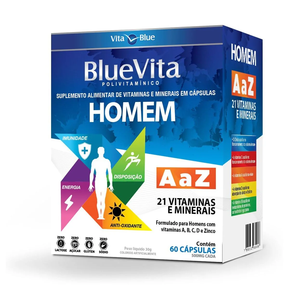 Polivitamínico Homem A a Z C/60 Cápsulas - Vita Blue