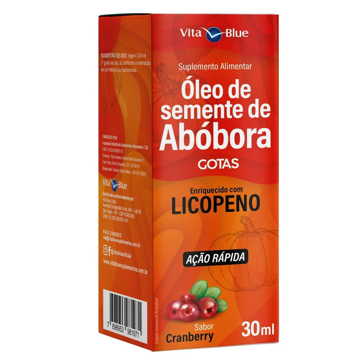 Óleo de Semente de Abóbora em Gotas 30ml - Vita Blue