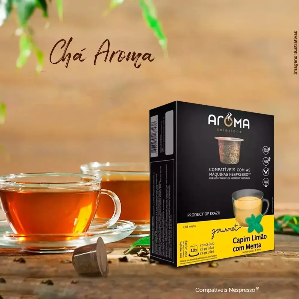 Cápsulas De Chá Capim Limão Com Menta Aroma Selezione Compatível Nespresso 10 Unidades