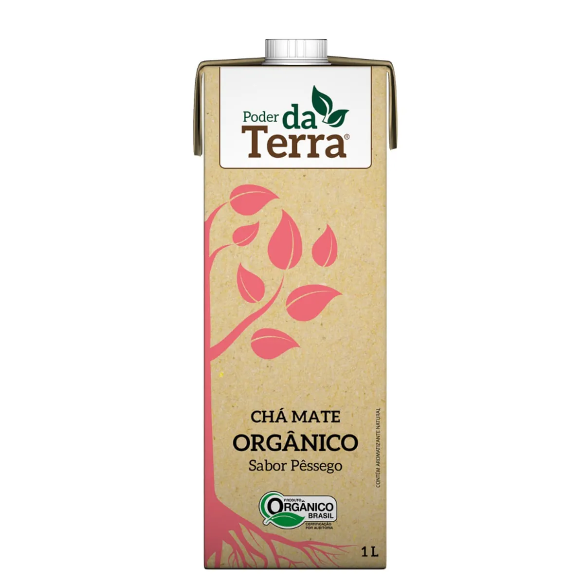Chá Mate Orgânico Pêssego PODER DA TERRA Caixa 1l