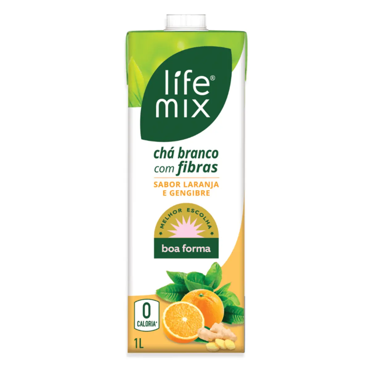Chá Funcional Branco com Fibras Sabor Laranja e Gengibre LIFE MIX 1 Litro