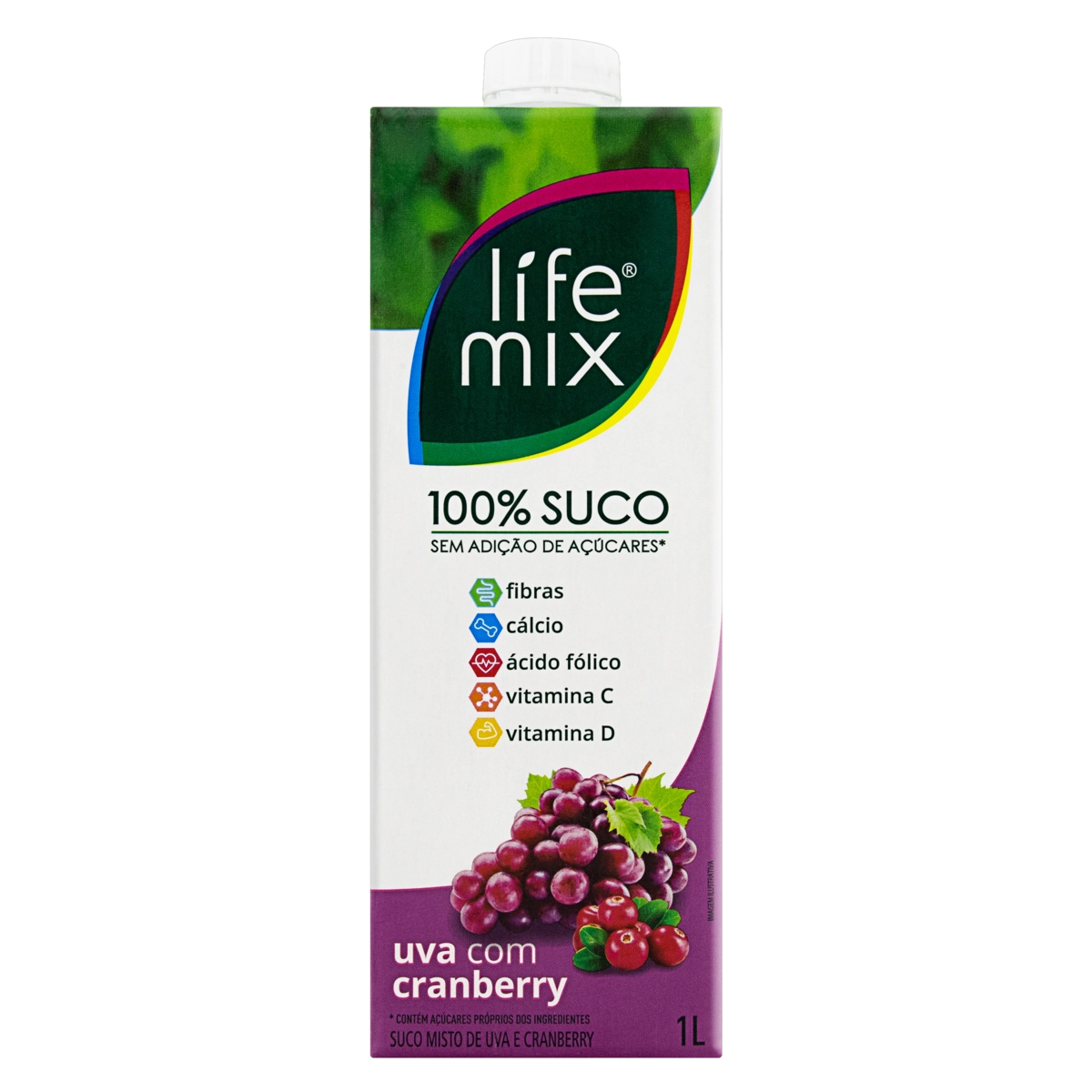Suco Uva Com Cranberry Life Mix Caixa 1l