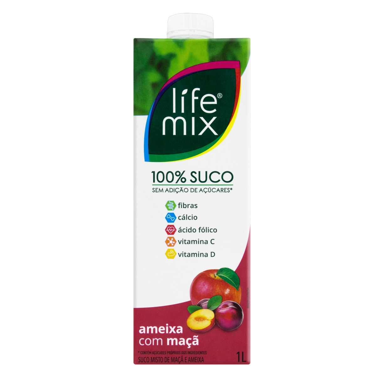 Suco Ameixa Com Maçã Life Mix Caixa 1l