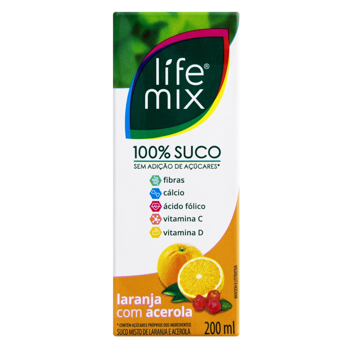 Suco Laranja Com Acerola Life Mix Caixa 200ml