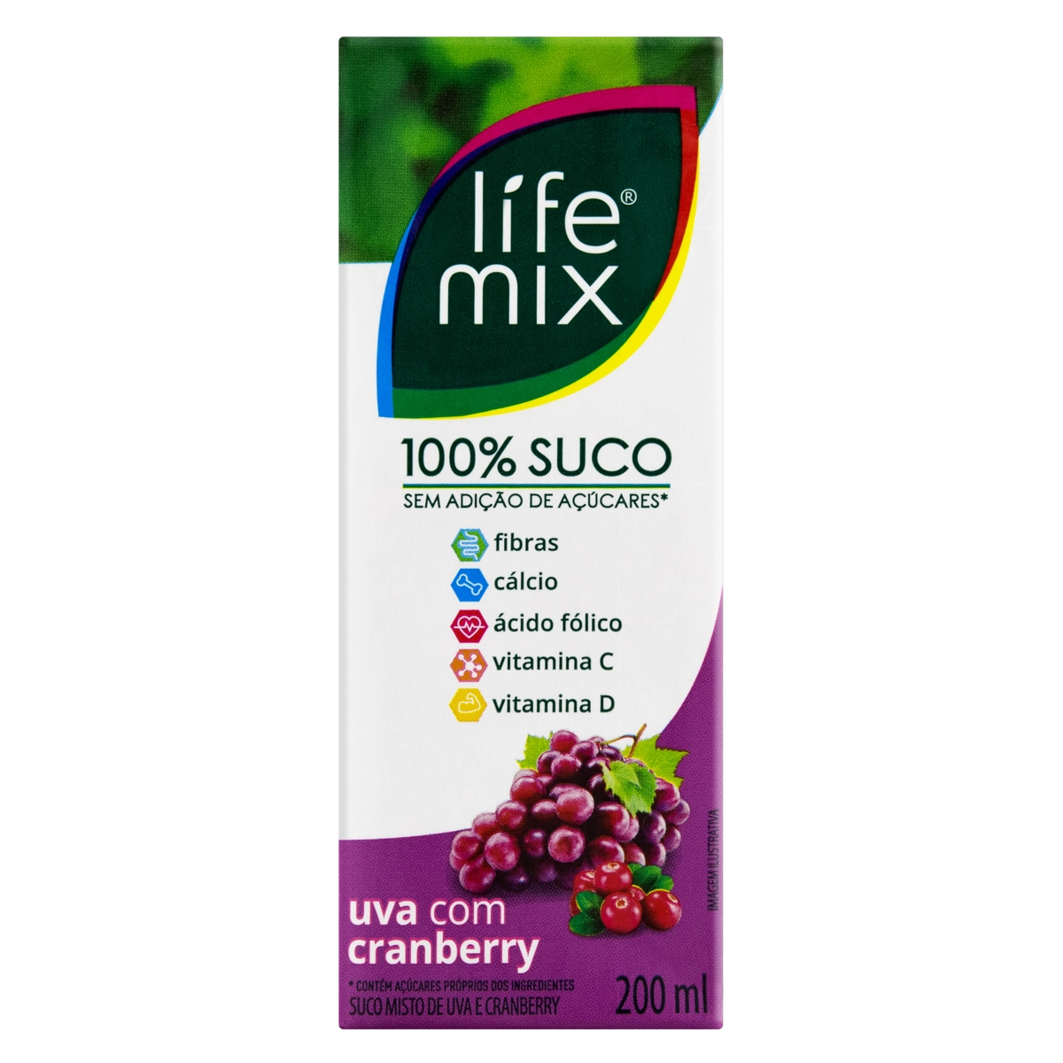 Suco Uva Com Cranberry Life Mix Caixa 200ml