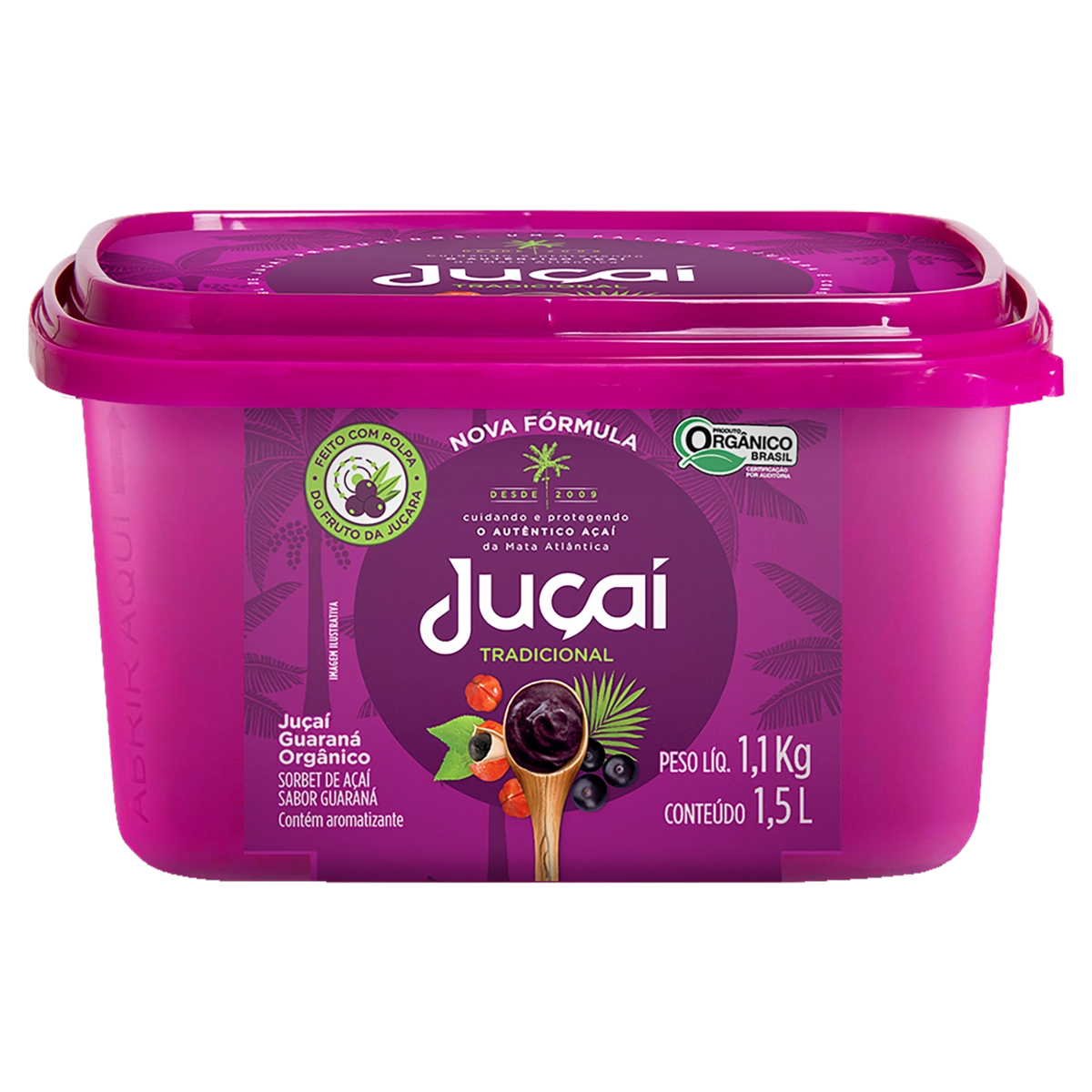 Sorbet Orgânico Açaí Com Guaraná Tradicional Juçaí Pote 1,5l
