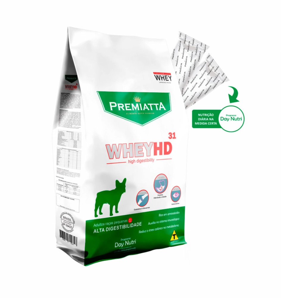 Ração Premiatta Whey HD 31 para Cães Adultos de Raças Pequenas para Cães Adultos (6 kg=30x200g)