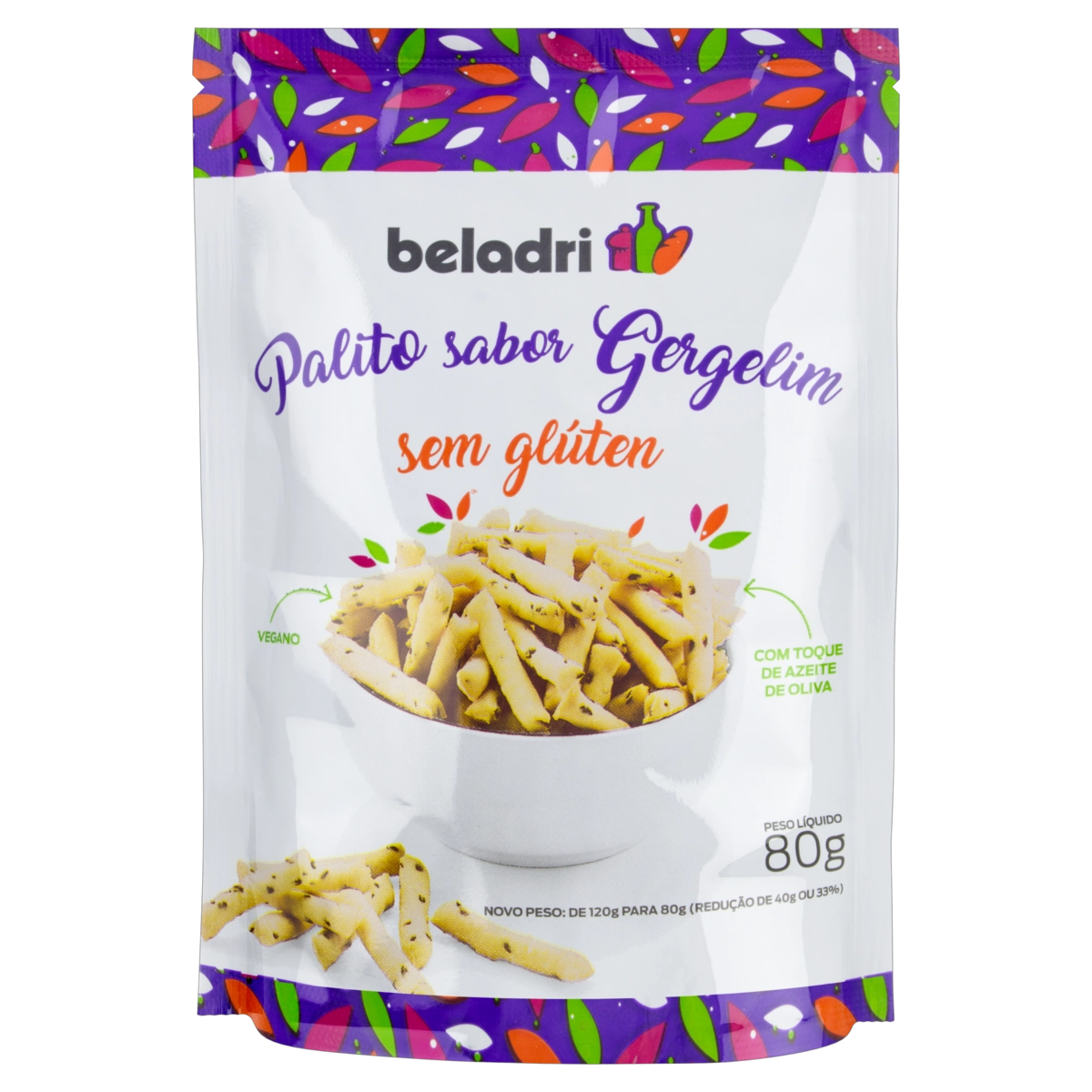 Biscoito Palito Com Gergelim Sem Glúten Beladri Pacote 80g