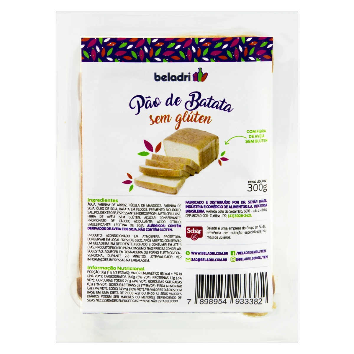 Pão de Forma de Batata Fibras Vegano sem Glúten Beladri 300g
