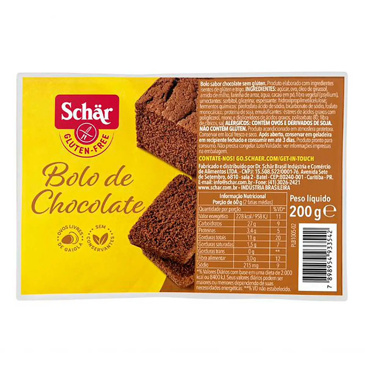 Bolo Chocolate sem Glúten Schär 200g