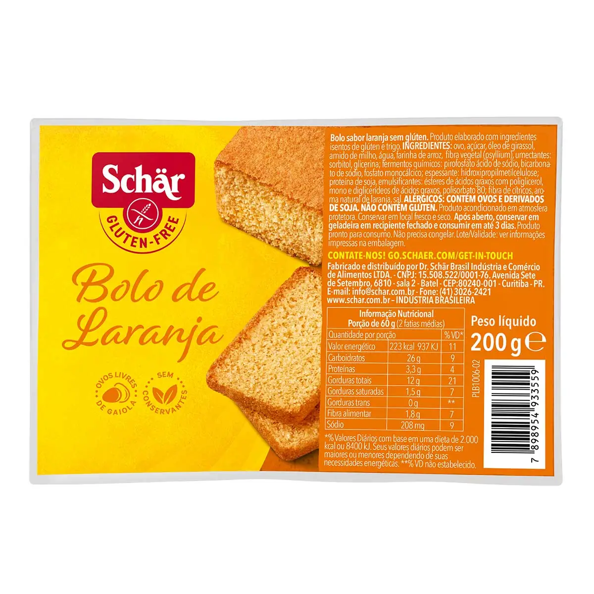 Bolo Laranja Sem Glúten Schär 200 g