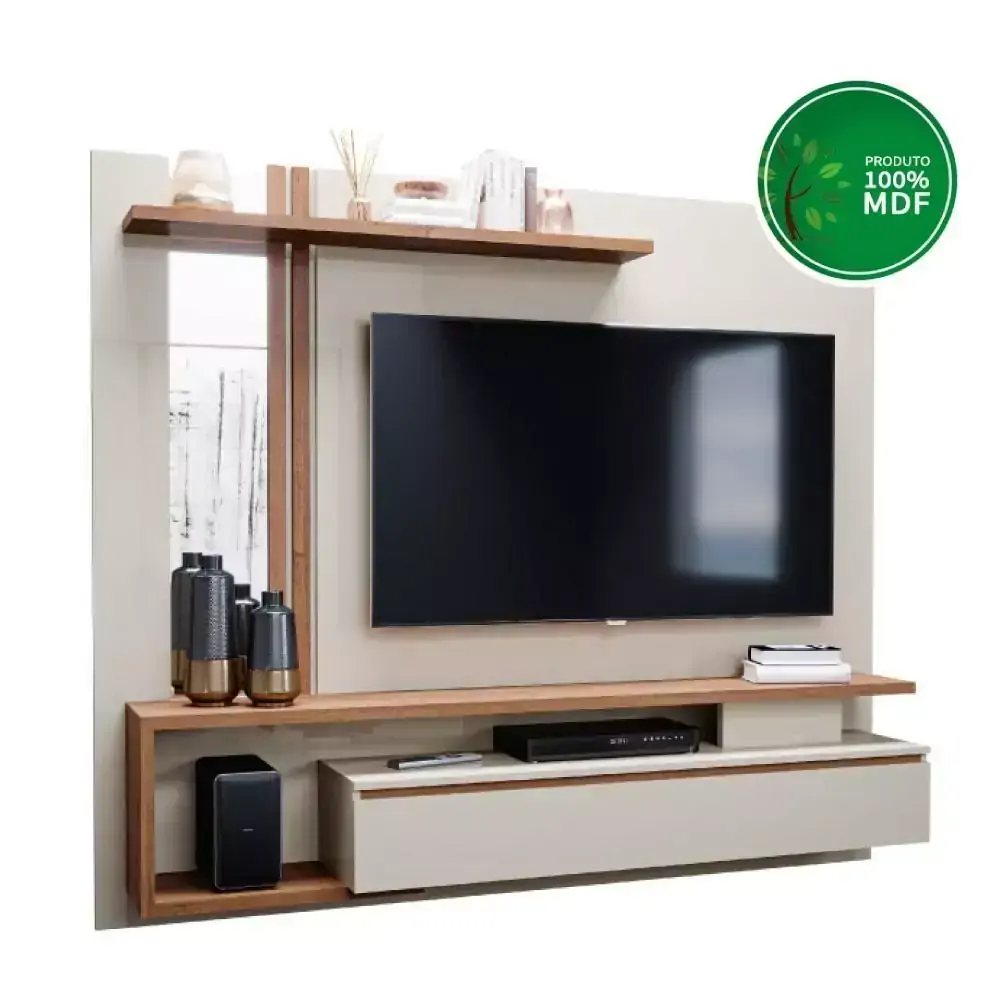 Painel para Tv Treviso Permobili Off White/Savana