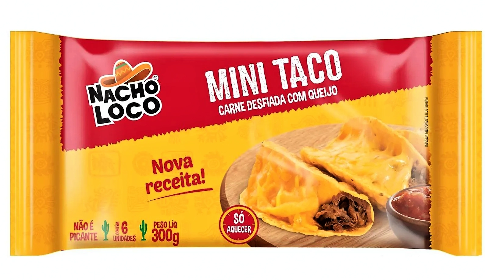 Mini Taco de Carne com Queijo NACHO LOCO 300g com 6 Unidades