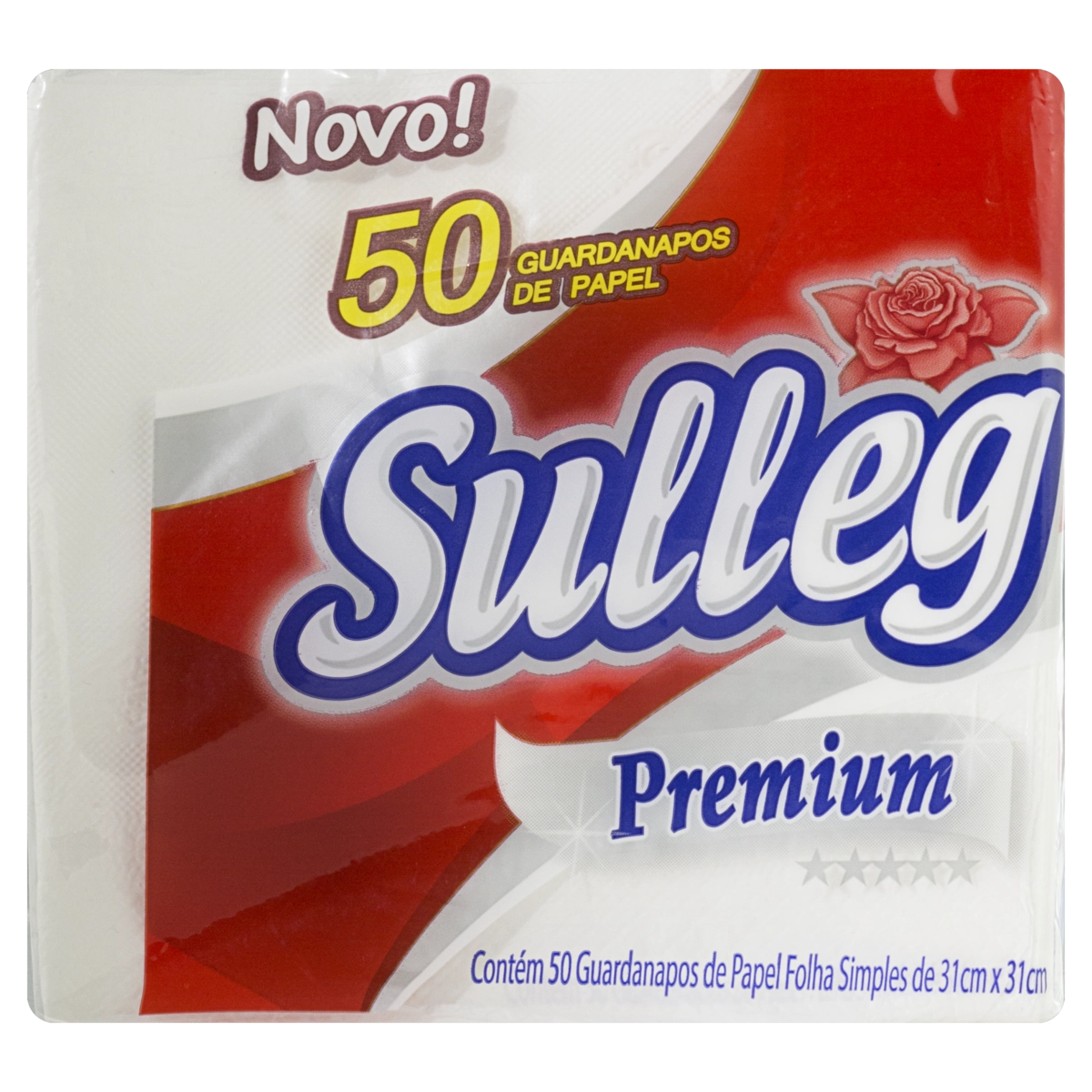 Guardanapo De Papel Folha Simples Sulleg Premium 31cm X 31cm Pacote 50 Unidades